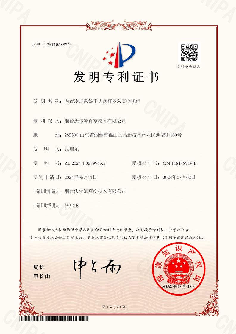 內置冷卻系統(tǒng)干式螺桿羅茨真空機組